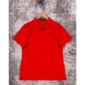 G/FORE Polo Shirt Large Womens Red Ribbed Tech Performance Golf